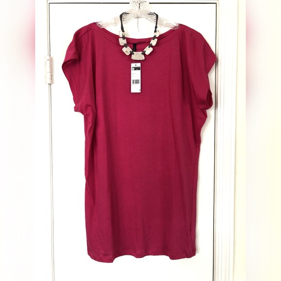 Benetton "Stile" Dk Pink Italian SS Tunic Top NWT - Picture 6 of 8